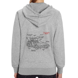 Sweat femme zippé à capuche coton bio gris chiné Dolorean Plan (Le Duc,Films/Séries)