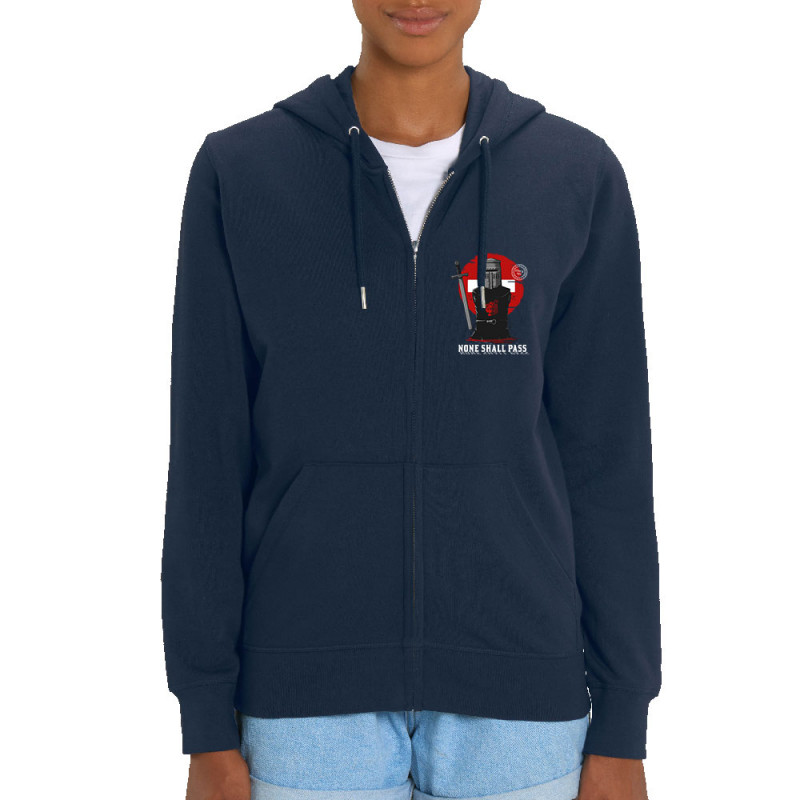 Sweat femme zippé à capuche coton bio bleu marine None Shall Pass (Le Duc,Films/Séries)