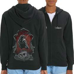 Sweat femme zippé à capuche coton bio noir Diabolik Evil Crow (Simon,Diabolik,Têtes de morts,Enfer)