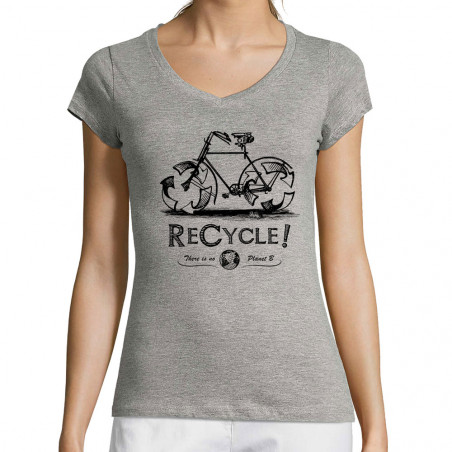 T-shirt femme col V "Recycle"