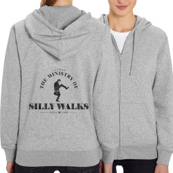 Sweat femme zippé à capuche coton bio gris chiné Silly Walks (Alex Kidd,Films/Séries)