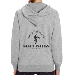 Sweat femme zippé à capuche coton bio gris chiné Silly Walks (Alex Kidd,Films/Séries)