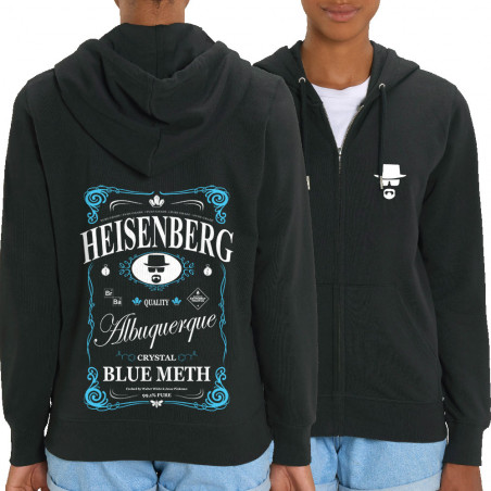 Sweat femme zippé à capuche coton bio noir Heisenberg Pure Trade (Gondrax,Films/Séries)