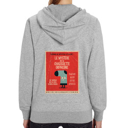 Sweat femme zippé à capuche coton bio gris chiné Le mystère de la chaussette (Alex Kidd,Humour)