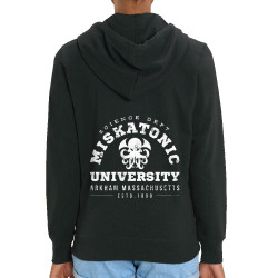 Sweat femme zippé à capuche coton bio noir Miskatonic University (Alex Kidd,Films/Séries)