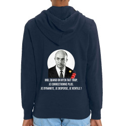 Sweat femme zippé à capuche coton bio bleu marine Je dynamite (Gondrax,Films/Séries,Les Tontons Flingueurs)