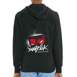 Sweat femme zippé à capuche coton bio noir Diabolik - Spy Eyes (Diabolik)