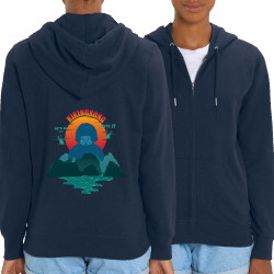 Sweat femme zippé à capuche coton bio bleu marine Kiking Kong (Ptit Mytho,Animaux,Films/Séries)