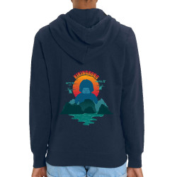 Sweat femme zippé à capuche coton bio bleu marine Kiking Kong (Ptit Mytho,Animaux,Films/Séries)