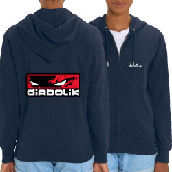 Sweat femme zippé à capuche coton bio bleu marine Diabolik - Heros (Diabolik)