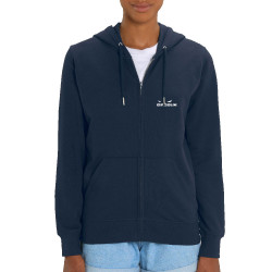 Sweat femme zippé à capuche coton bio bleu marine Diabolik - Heros (Diabolik)