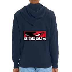 Sweat femme zippé à capuche coton bio bleu marine Diabolik - Heros (Diabolik)
