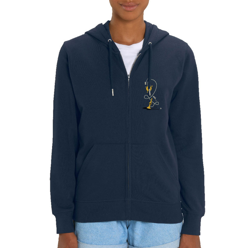 Sweat femme zippé à capuche coton bio bleu marine Bilboquet (Trabe,Humour)