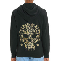 Sweat femme zippé à capuche coton bio noir Skull Guitar (Gondrax,Têtes de morts,Rock & Punk)