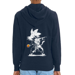 Sweat femme zippé à capuche coton bio bleu marine Dragon Ball Revolution (Films/Séries,Manga Kawaï japan,Détournements)