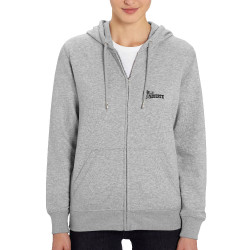 Sweat femme zippé à capuche coton bio gris chiné Santa Muerte - Surfin Skull (Santa Muerte,Têtes de morts,Skate)
