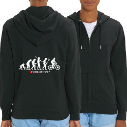 Sweat femme zippé à capuche coton bio noir Vélolution (Gondrax,Vélo,Evolution)