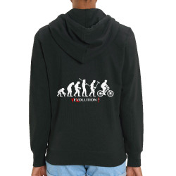 Sweat femme zippé à capuche coton bio noir Vélolution (Gondrax,Vélo,Evolution)