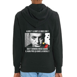 Sweat femme zippé à capuche coton bio noir Il dort le gros con (Films/Séries,Les Tontons Flingueurs)