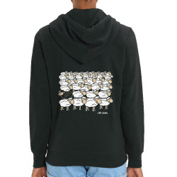 Sweat femme zippé à capuche coton bio noir Stay Rebel Moutons (Gondrax,Animaux,Humour)