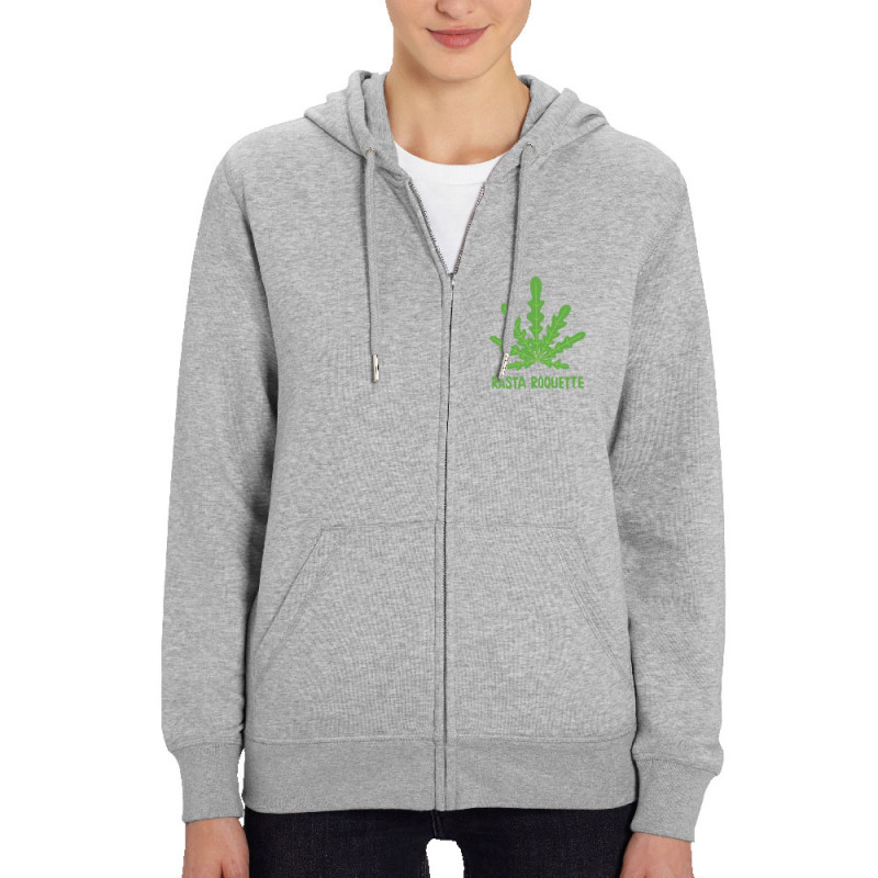 Sweat femme zippé à capuche coton bio gris chiné Rasta Roquette (Alex Kidd,Humour,Reggae)