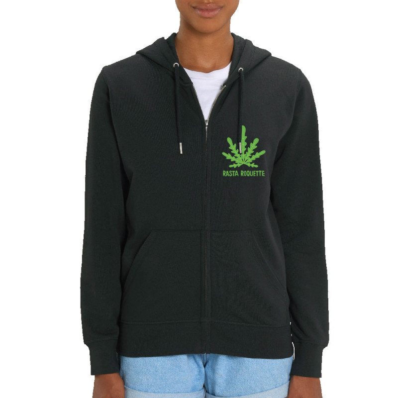 Sweat femme zippé à capuche coton bio noir Rasta Roquette (Alex Kidd,Humour,Reggae)
