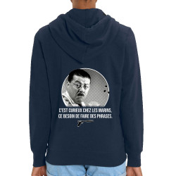 Sweat femme zippé à capuche coton bio bleu marine Les marins (Gondrax,Films/Séries,Les Tontons Flingueurs)