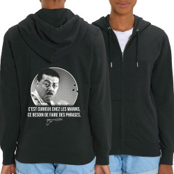 Sweat femme zippé à capuche coton bio noir Les marins (Gondrax,Films/Séries,Les Tontons Flingueurs)