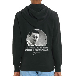 Sweat femme zippé à capuche coton bio noir Les marins (Gondrax,Films/Séries,Les Tontons Flingueurs)