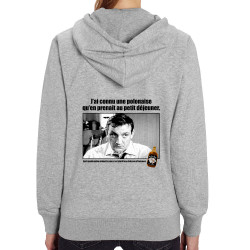 Sweat femme zippé à capuche coton bio gris chiné Une polonaise (Films/Séries,Les Tontons Flingueurs)
