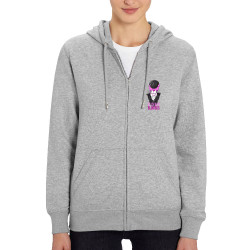 Sweat femme zippé à capuche coton bio gris chiné Pinky Blinders (Mr Mouton,Animaux,Films/Séries)