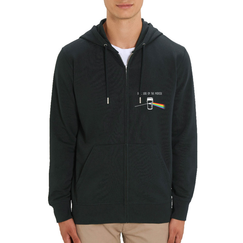 Sweat homme zippé à capuche coton bio noir Dark side of the mousse (Guiton,Simon,Alcool,Humour)