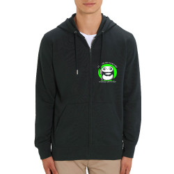 Sweat homme zippé à capuche coton bio noir Sauvez un bambou Mangez un panda (Pandaluna,Animaux,Humour,Manga Kawaï japan)