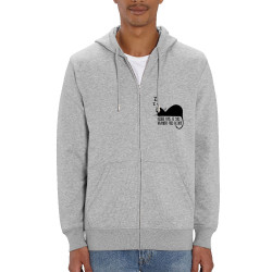 Sweat homme zippé à capuche coton bio gris chiné Désolé mais je suis très occupé (Gondrax,Animaux,Humour,Chats,Paresse)