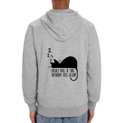Sweat homme zippé à capuche coton bio gris chiné Désolé mais je suis très occupé (Gondrax,Animaux,Humour,Chats,Paresse)