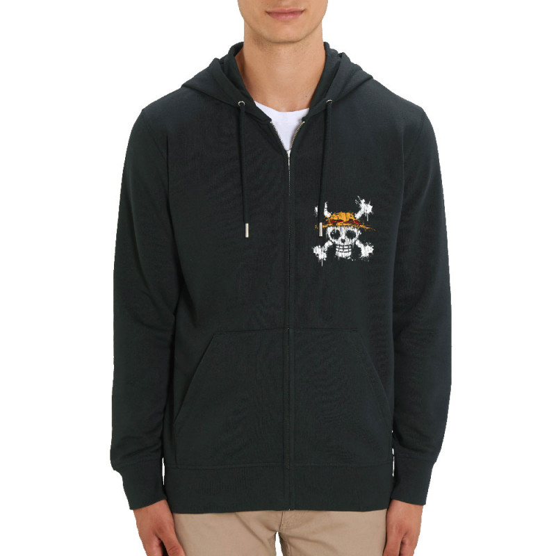 Sweat homme zippé à capuche coton bio noir One Skull (Le Duc,Têtes de morts,Jeux Vidéo / Geek,Manga Kawaï japan,Détournements)