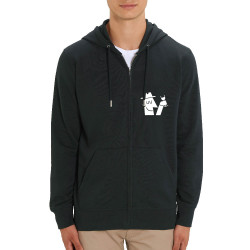 Sweat homme zippé à capuche coton bio noir Mieux vaut boire du rouge (Alex Kidd,Alcool,Humour,Slogans Débiles)