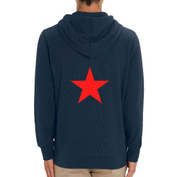 Sweat homme zippé à capuche coton bio bleu marine Etoile Rouge (Slogans engagés)