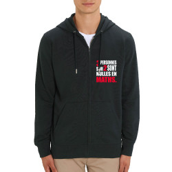 Sweat homme zippé à capuche coton bio noir 3 personnes sur 2 (Franck,Humour,Slogans Débiles,Des chiffres et des lettres,Devoirs 