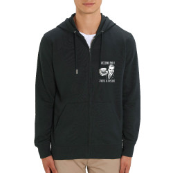 Sweat homme zippé à capuche coton bio noir Votez pour moi Vaseline (Gondrax,Slogans engagés,Elections)