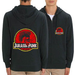 Sweat homme zippé à capuche coton bio noir Jurassic Punk (Gondrax,Films/Séries,Rock & Punk,Détournements)
