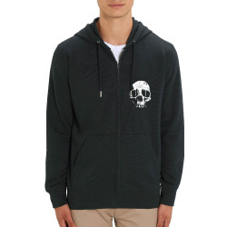 Sweat homme zippé à capuche coton bio noir Punk Rock Never Ends (Têtes de morts,Rock & Punk)