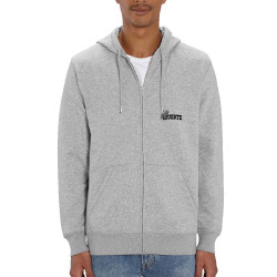 Sweat homme zippé à capuche coton bio gris chiné Santa Muerte - El Guitarrista (Santa Muerte,Têtes de morts,Rock & Punk)
