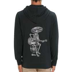 Sweat homme zippé à capuche coton bio noir Santa Muerte - El Guitarrista (Santa Muerte,Têtes de morts,Rock & Punk)