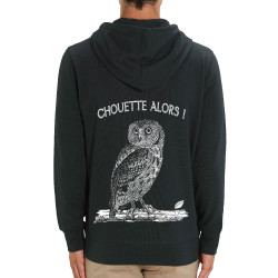 Sweat homme zippé à capuche coton bio noir Chouette alors (Gondrax,Les Bébêtes,Animaux)