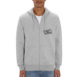 Sweat homme zippé à capuche coton bio gris chiné Certifié non conforme (Gondrax,Slogans engagés)