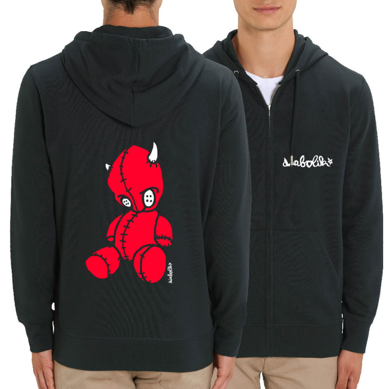 Sweat homme zippé à capuche coton bio noir Diabolik - Puppet (Diabolik)