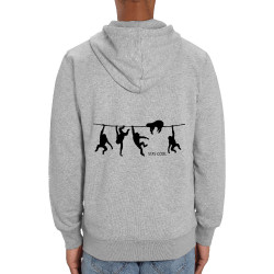 Sweat homme zippé à capuche coton bio gris chiné Stay Cool (Gondrax,Animaux,Stay,Paresse)