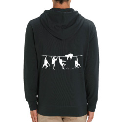 Sweat homme zippé à capuche coton bio noir Stay Cool (Gondrax,Animaux,Stay,Paresse)