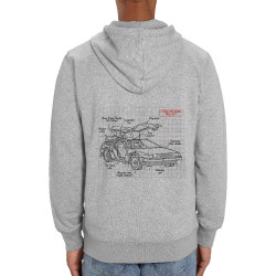 Sweat homme zippé à capuche coton bio gris chiné Dolorean Plan (Le Duc,Films/Séries)
